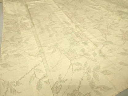平和屋着物▽上質な紬 単衣 枝花文 正絹 逸品 DAAV5552az