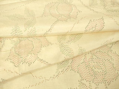平和屋着物▽上質な紬 単衣 枝花文 正絹 逸品 DAAV5552az