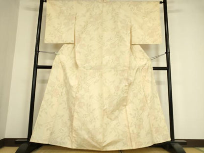 平和屋着物▽上質な紬 単衣 枝花文 正絹 逸品 DAAV5552az