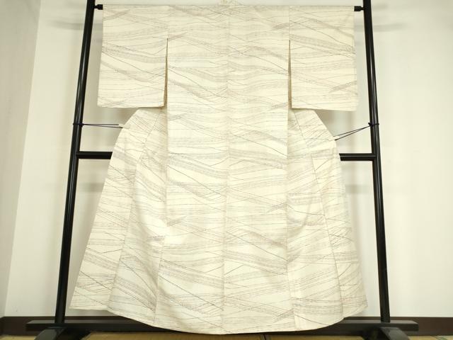 平和屋着物▽上質な紬 単衣 斜線文 正絹 逸品 DAAV5570az