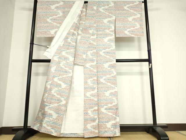 平和屋着物▽上質な紬 単衣 変わり縞 正絹 逸品 未使用 DAAV5573az