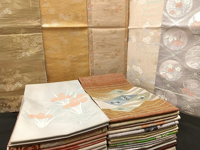 平和屋着物■夏物 袋帯 紗 まとめて 50点 菖蒲 花柄 すくい織 金銀糸 など 未使用品あり 全て正絹 mmm946