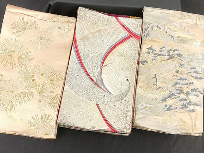 平和屋着物■袋帯 西陣 まとめて100点 向かい鶴 孔雀 鴛鴦 風景 更紗 乱菊 花柄 正倉院 金銀糸 着用可能多数 未使用品あり 全て正絹 mmm945