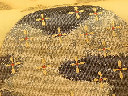 平和屋着物＊夏物 九寸名古屋帯 吉祥丸文 金糸 正絹 逸品 CAAW5505fb
