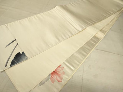 平和屋着物◎六通柄袋帯　草花文　金糸　正絹　逸品　AAAZ6189cs
