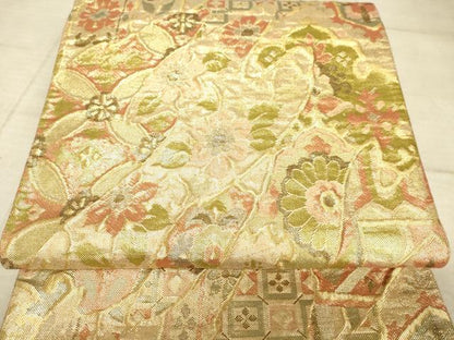 平和屋着物◎佐賀錦　六通柄袋帯　名物裂　金糸　正絹　逸品　AAAZ6180cs