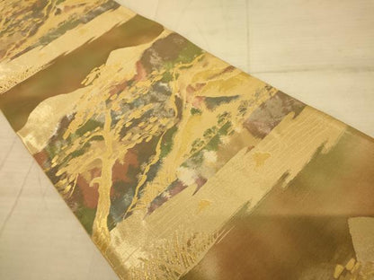平和屋着物◎六通柄袋帯　風景文　正絹　逸品　AAAZ6202cs