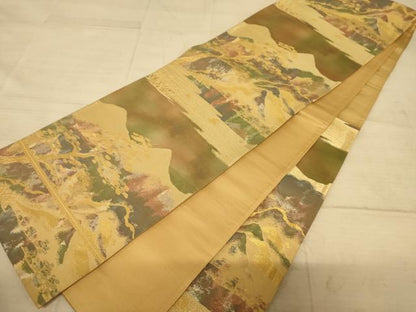 平和屋着物◎六通柄袋帯　風景文　正絹　逸品　AAAZ6202cs