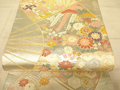 平和屋着物◎佐賀錦 六通柄袋帯 吉祥花文 金銀糸 正絹 逸品 AAAZ6209cs