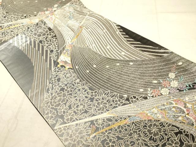 平和屋着物◎六通柄袋帯　唐織　花鳥文　金糸　正絹　逸品　AAAZ6198cs