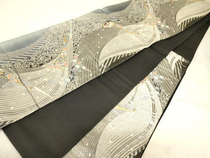 平和屋着物◎六通柄袋帯　唐織　花鳥文　金糸　正絹　逸品　AAAZ6198cs