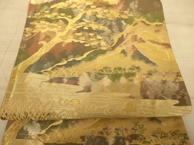 平和屋着物◎六通柄袋帯　風景文　正絹　逸品　AAAZ6202cs