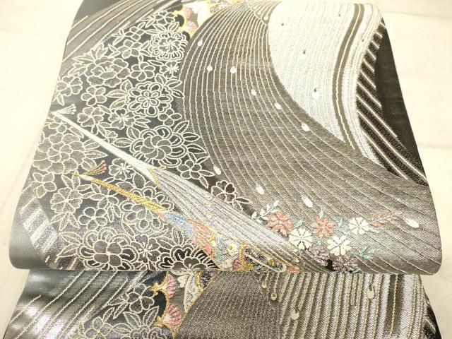 平和屋着物◎六通柄袋帯　唐織　花鳥文　金糸　正絹　逸品　AAAZ6198cs