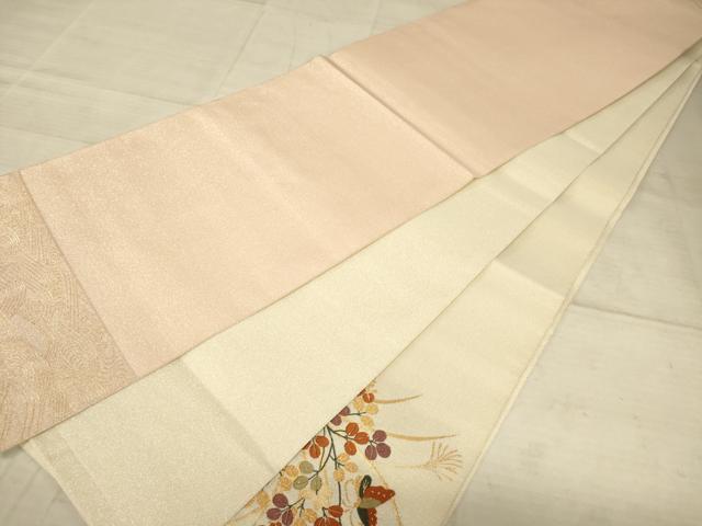 平和屋着物◎綴れ　太鼓柄袋帯　唐織　花蝶文　正絹　逸品　AAAZ6186cs