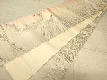 平和屋着物◎六通柄袋帯 孔雀羽文 銀糸 正絹 逸品 AAAZ6253cs