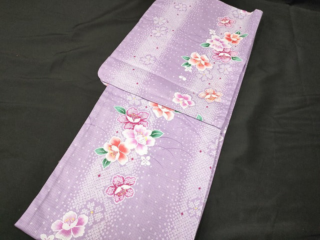 平和屋本店■浴衣 まとめて 3点 花柄 ラメ 綿紅梅 など 着用可能多数 ppp2509 km