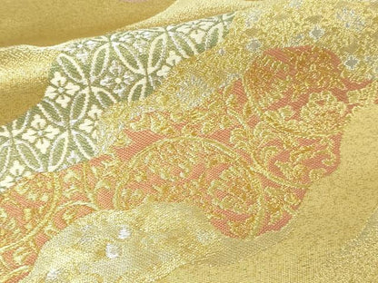 平和屋着物▼六通柄袋帯 花唐草文 金銀糸 正絹 逸品 DAAV9903sf