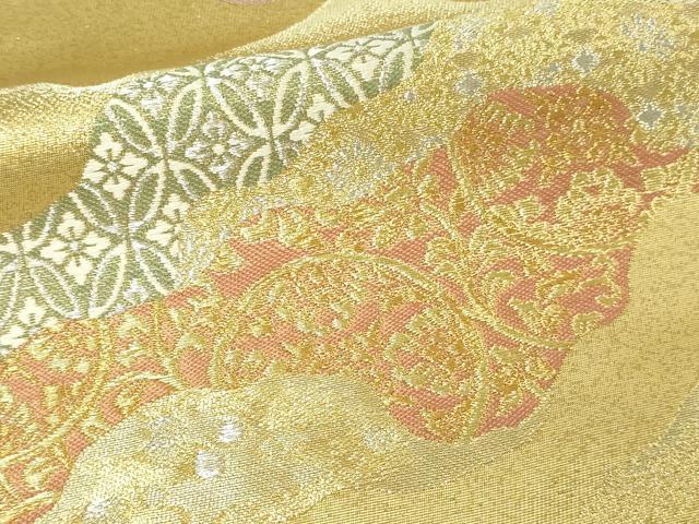 平和屋着物▼六通柄袋帯 花唐草文 金銀糸 正絹 逸品 DAAV9903sf
