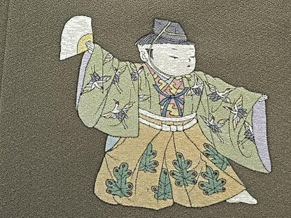 平和屋着物▽上質な色無地　単衣　ワンポイント　海松色　正絹　逸品　CAAX2504xi
