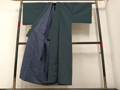 平和屋着物●男性 紬 アンサンブル 褐返色 正絹 逸品 AAAZ7657ph