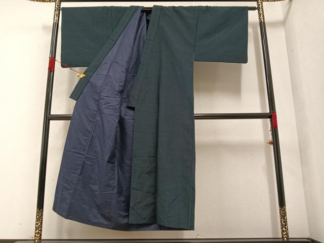 平和屋着物●男性 紬 アンサンブル 褐返色 正絹 逸品 AAAZ7657ph