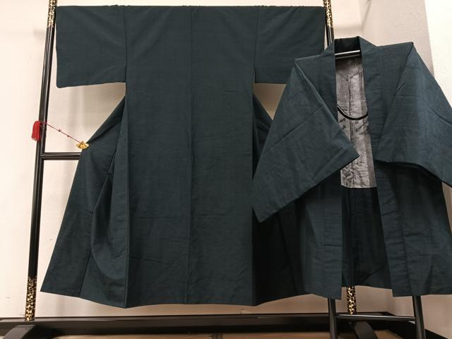 平和屋着物●男性 紬 アンサンブル 褐返色 正絹 逸品 AAAZ7657ph