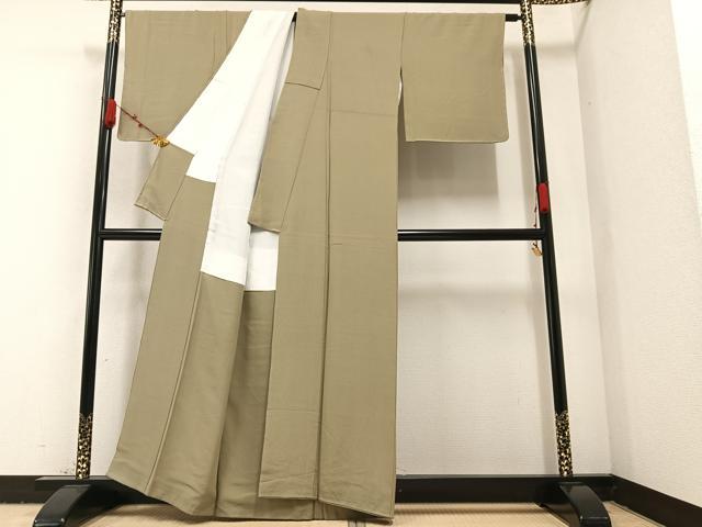 平和屋着物●上質な色無地 油色 正絹 逸品 AAAZ8864ph