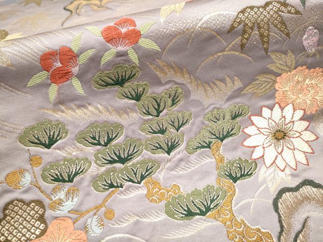 平和屋着物●ファッションデザイナー HIROKO KOSHINO コシノヒロコ 六通柄袋帯 唐織 松竹梅花文 金糸 正絹 逸品 CAAX1484hy