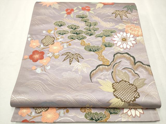 平和屋着物●ファッションデザイナー HIROKO KOSHINO コシノヒロコ 六通柄袋帯 唐織 松竹梅花文 金糸 正絹 逸品 CAAX1484hy