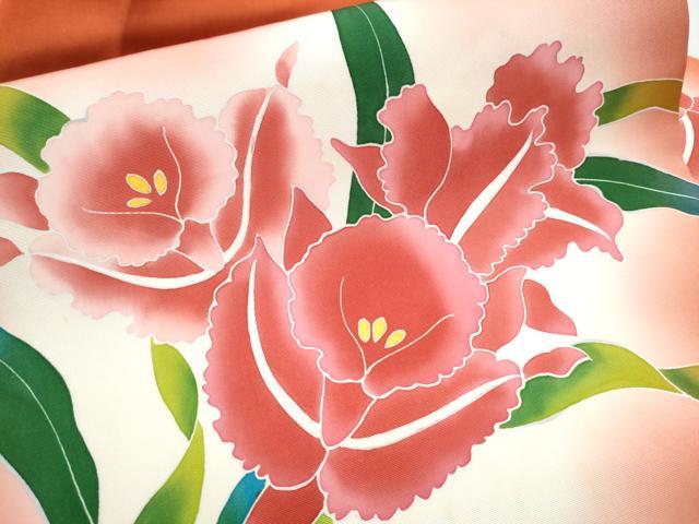 平和屋着物●塩瀬　九寸名古屋帯　草花文　正絹　逸品　CAAX1517hy