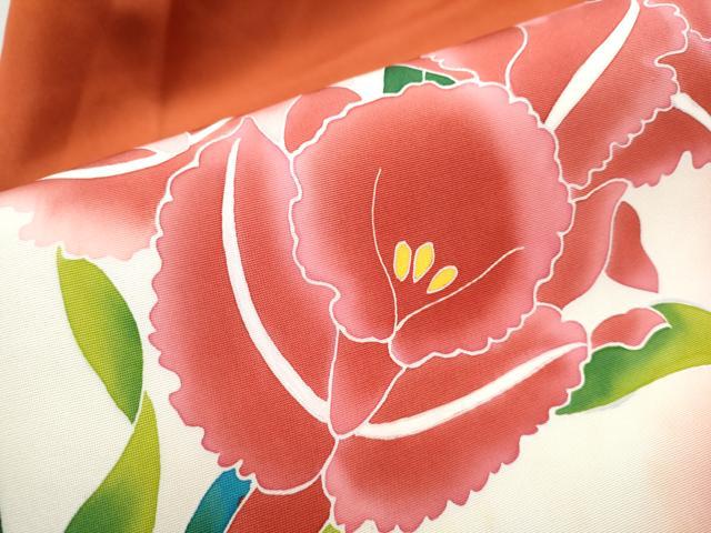 平和屋着物●塩瀬　九寸名古屋帯　草花文　正絹　逸品　CAAX1517hy