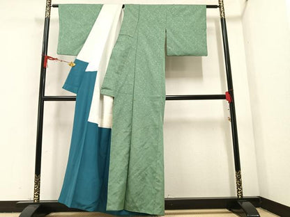 平和屋着物●お召　墨流し文　正絹　逸品　AABA1266ph