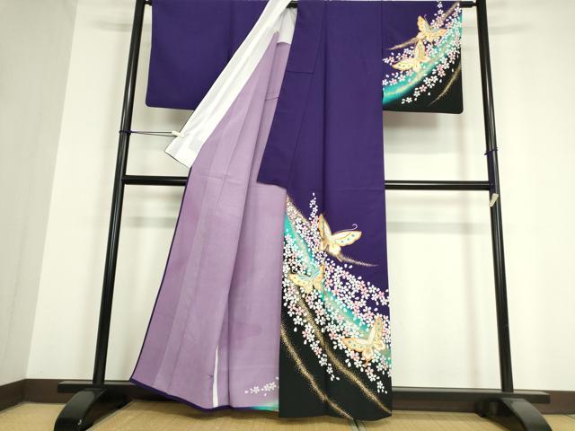 平和屋着物▽訪問着 単衣 舞蝶桜文 金彩 洗える着物 DAAV5593az