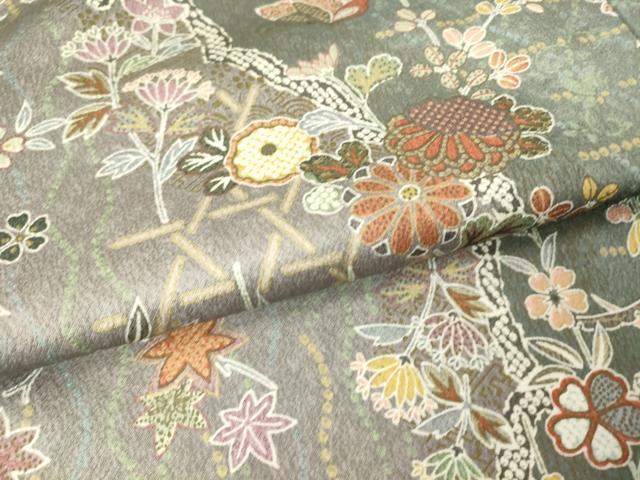 平和屋着物▽小紋 単衣 舞蝶花松文 金彩 洗える着物 DAAV5585az