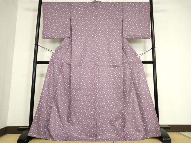 平和屋着物▽小紋 単衣 舞桜文 洗える着物 DAAV5602az