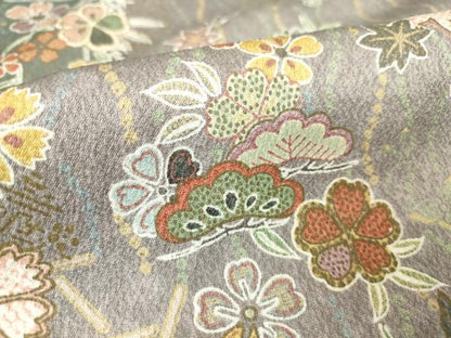 平和屋着物▽小紋 単衣 舞蝶花松文 金彩 洗える着物 DAAV5585az