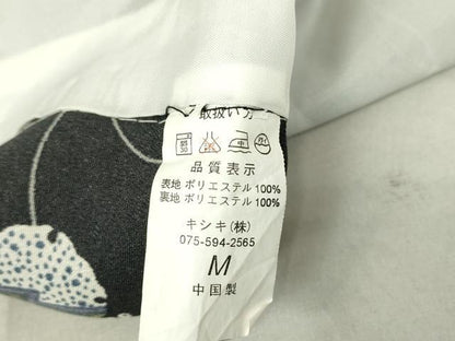 平和屋着物▽小紋 単衣 雲取り雪輪花文 黒地 洗える着物 DAAV5597az