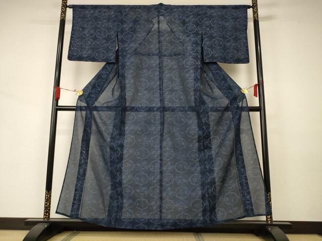 平和屋着物＊夏物 小紋 紗 花丸文 正絹 逸品 AAAZ8561jd