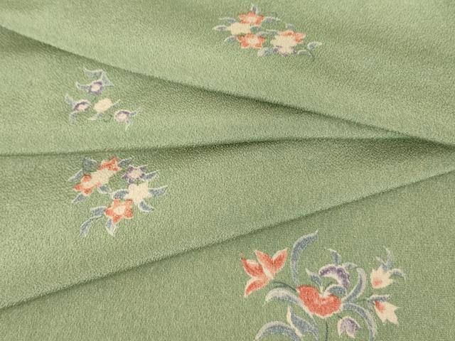 平和屋着物▽小紋 単衣 草花文 洗える着物 DAAV5595az