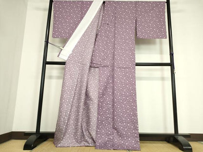 平和屋着物▽小紋 単衣 舞桜文 洗える着物 DAAV5602az