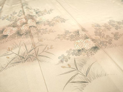 平和屋着物▽訪問着 単衣 刺繍 手描き 菊 暈し染め 正絹 逸品 DAAV5625az