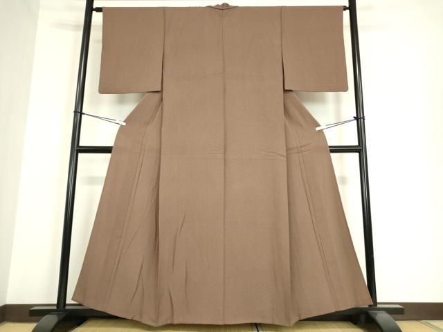 平和屋着物▽上質な色無地 単衣 煤竹色 正絹 逸品 DAAV5623az