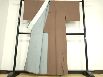 平和屋着物▽上質な色無地 単衣 煤竹色 正絹 逸品 DAAV5623az