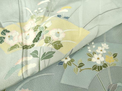 平和屋着物▽訪問着 単衣 友禅 作家物 地紙花文 暈し染め 正絹 逸品 DAAV5658az