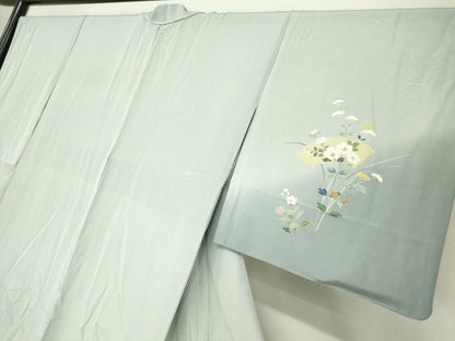 平和屋着物▽訪問着 単衣 友禅 作家物 地紙花文 暈し染め 正絹 逸品 DAAV5658az
