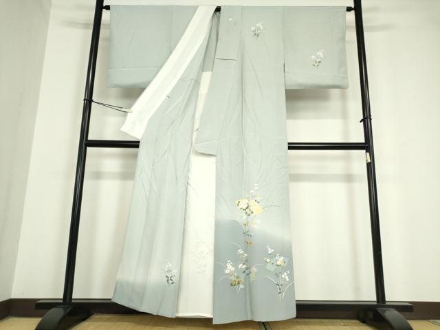平和屋着物▽訪問着 単衣 友禅 作家物 地紙花文 暈し染め 正絹 逸品 DAAV5658az