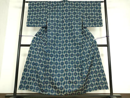 平和屋着物▽上質な紬 単衣 燕絣 正絹 逸品 DAAV5643az