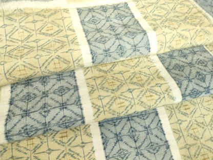 平和屋着物▽上質な紬 単衣 市松吉祥文 正絹 逸品 DAAV5662az