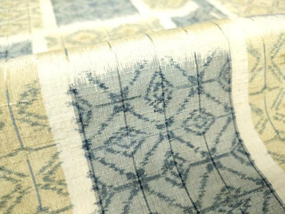 平和屋着物▽上質な紬 単衣 市松吉祥文 正絹 逸品 DAAV5662az