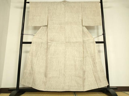 平和屋着物▽結城紬 単衣 樹木文 100亀甲 正絹 逸品 DAAV5676az